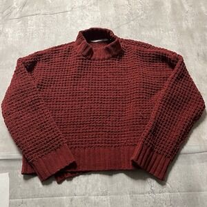 Altar'd State Women's Sweater Size M Red Long Sleeve Waffle Knit Soft